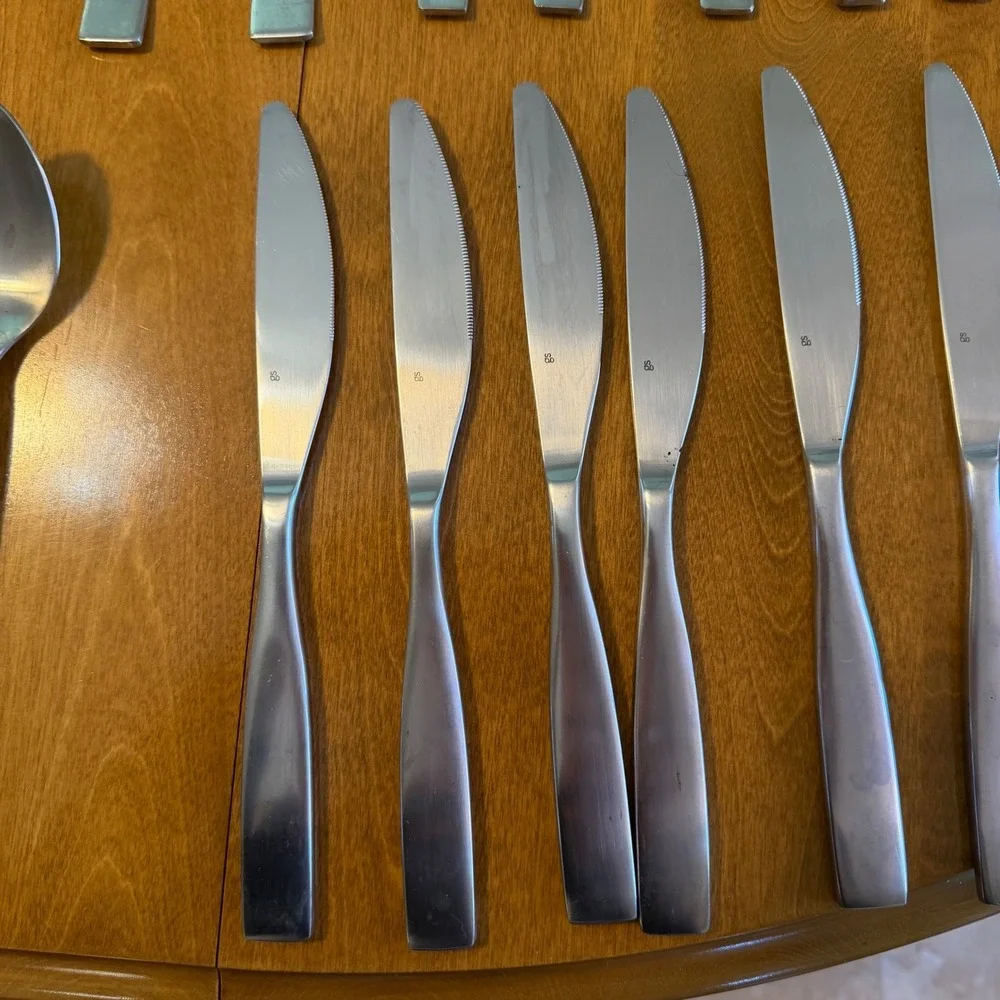 Gourmet Settings Flatware Set GS Stainless Silver Good Brushed Modern Cutlery